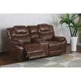 thumbnail image 3 of Sunset Trading Diamond Power Faux Leather Dual Reclining Loveseat in Brown, 3 of 5
