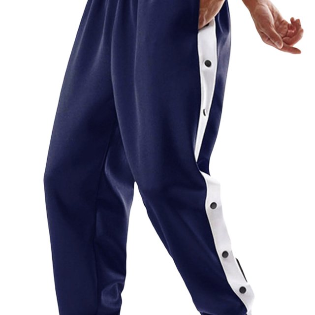 Bamboohart Men‘s Casual Basketball Pants with High Split & Snap Button - Loose Fit Polyester Machine Washable