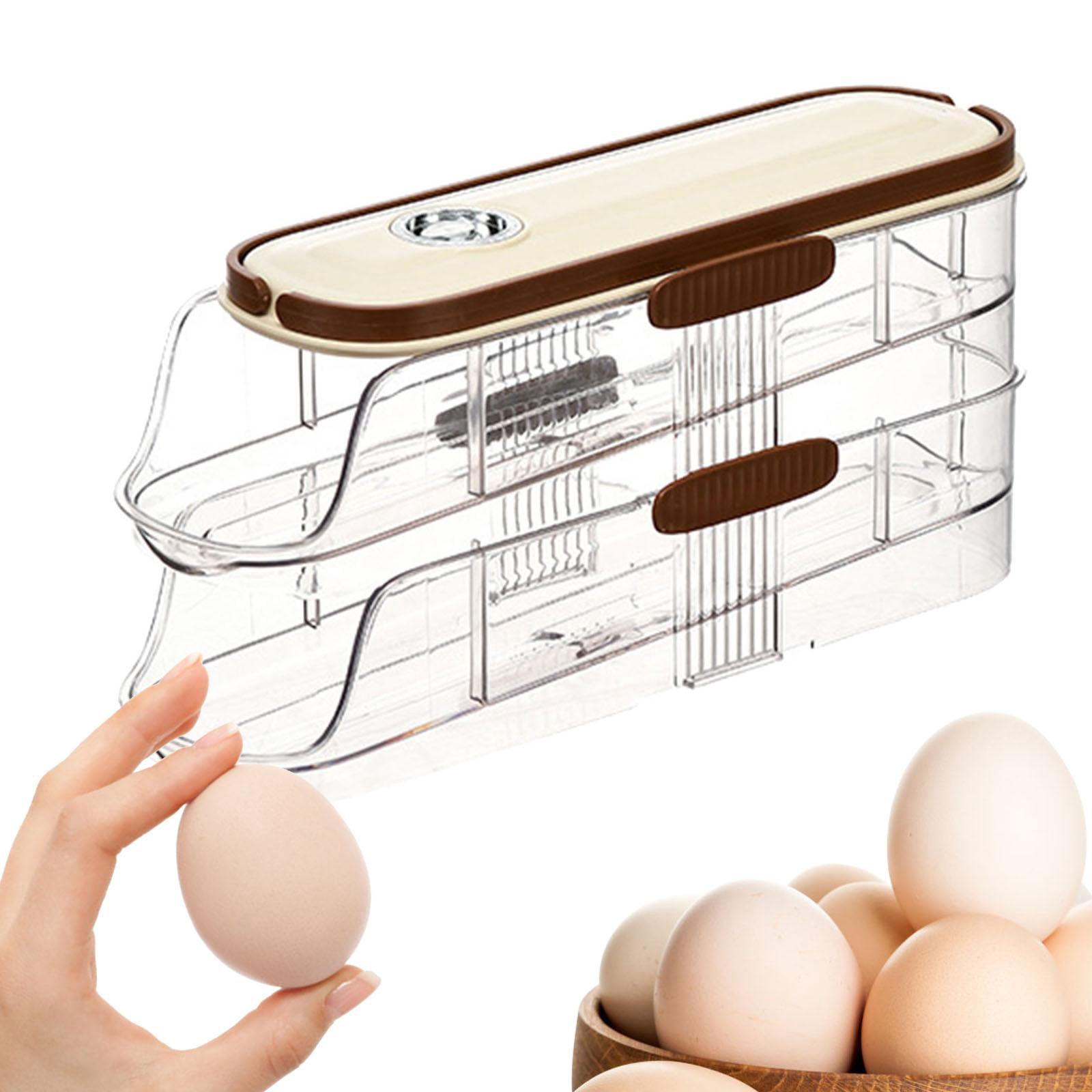 Fiocias Auto Rolling Egg Dispenser Egg Tray Egg Storage Egg Holder for Fridge for Pantry 2 Tiers