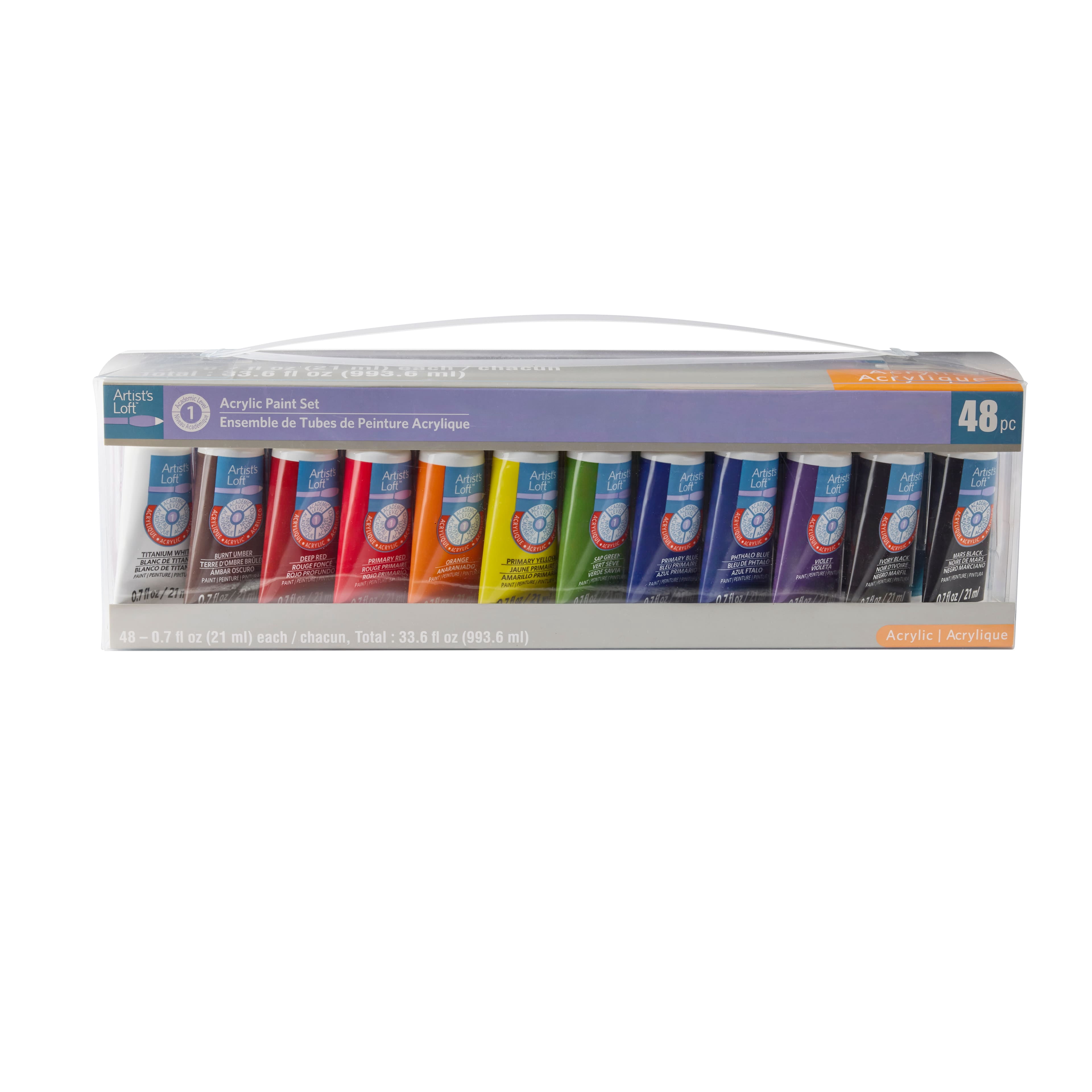 48 Assorted Acrylic Paint Tube Set by Artist's Loft - Academic Level Paint For Drawing - Painting - Art & Crafts Supplies - 1 Pack
