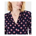 thumbnail image 3 of CHARTER CLUB $49 Womens New Navy Printed V Neck 3/4 Sleeve Casual Top M B+B, 3 of 4