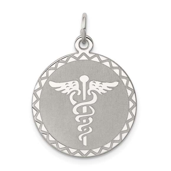 925 Sterling Silver Nurse Caduceus Paramedic Emt Doctor Medical Student Nursing Symbol Disc Necklace Charm Pendant Career Professional