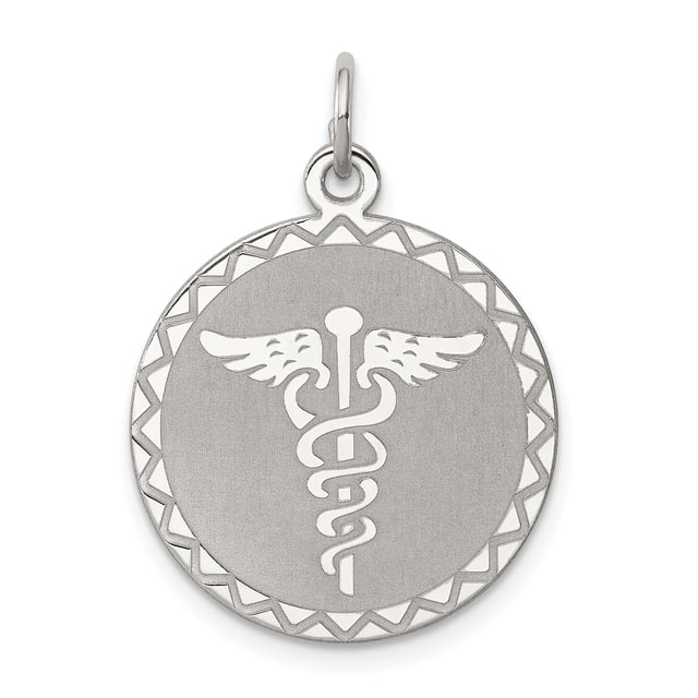 Collier Disque Symbole Infirmière Caducée Paramédic Emt Médecin Étudiant en Argent Sterling 925 Pendentif Charme Carrière Professionnelle
