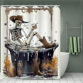 thumbnail image 4 of Fabric Shower Curtain Liner Polyester Reinforced Rustproof Halloween Design Water Resistant Machine Washable for Bathroom Tub Enclosure, 4 of 5