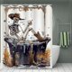 thumbnail image 4 of Cortina de ducha de tela con refuerzo inoxidable para el cuarto de baño, 4 of 5