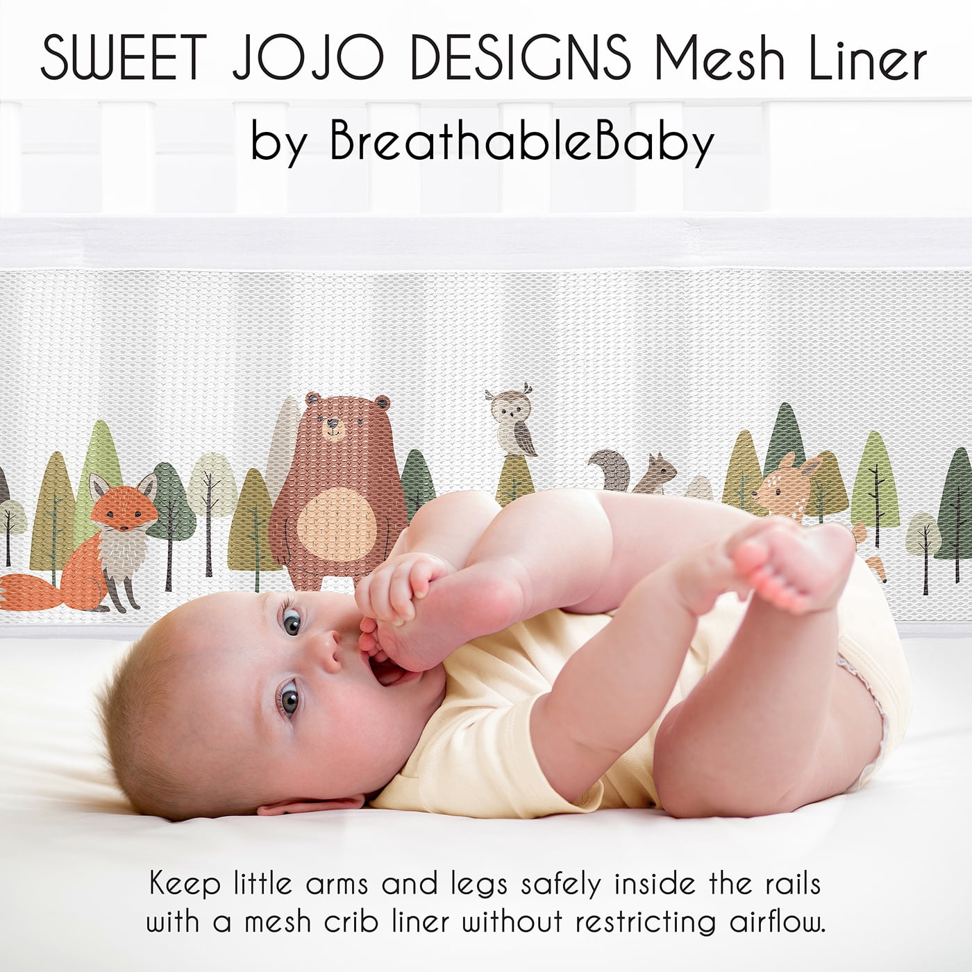 Sweet Jojo Designs + BreathableBaby Woodland Animal Pals Boy, Girl, Unisex/Gender Neutral Breathable Mesh Crib Liner