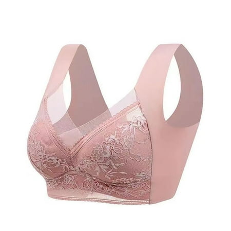 knqrhpse Push Up Bra Bras for Women No Underwire Posture Correcting Bra Seamless Bra Up Wireless Bra Breathable Bras For Older Everyday Bras Lace Bra Minimizer Bra Seamless Bras Pink XXL