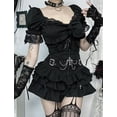 thumbnail image 4 of FEOYA Ladies Goth Punk Skirts Black Women Grunge A-line Skirt Y2k Mini pleated Skirt High Waisted Rock Short Skirt for Party Club Rave M, 4 of 7