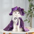 thumbnail image 4 of Nebwoak Pet Halloween Costume for Dogs & Cats - Witch Cape with Hat, Purple Spooky Outfit, Halloween Pet Party Dress Up, Adjustable Fit, 4 of 6