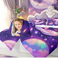 thumbnail image 5 of Feelyou Boba Purple Axolotl Bedding Comforter Set for Kids Girls, Cartoon Galaxy Planet Twin Comforter Sets, Colorful Stars Reversible 2 Piece, 5 of 8