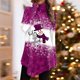 thumbnail image 3 of Gibobby Blusas Elegantes Para Mujer Camiseta con estampado navideño de muñeco de nieve y dobladillo irregular con cuello para mujer（Morado， XL), 3 of 4