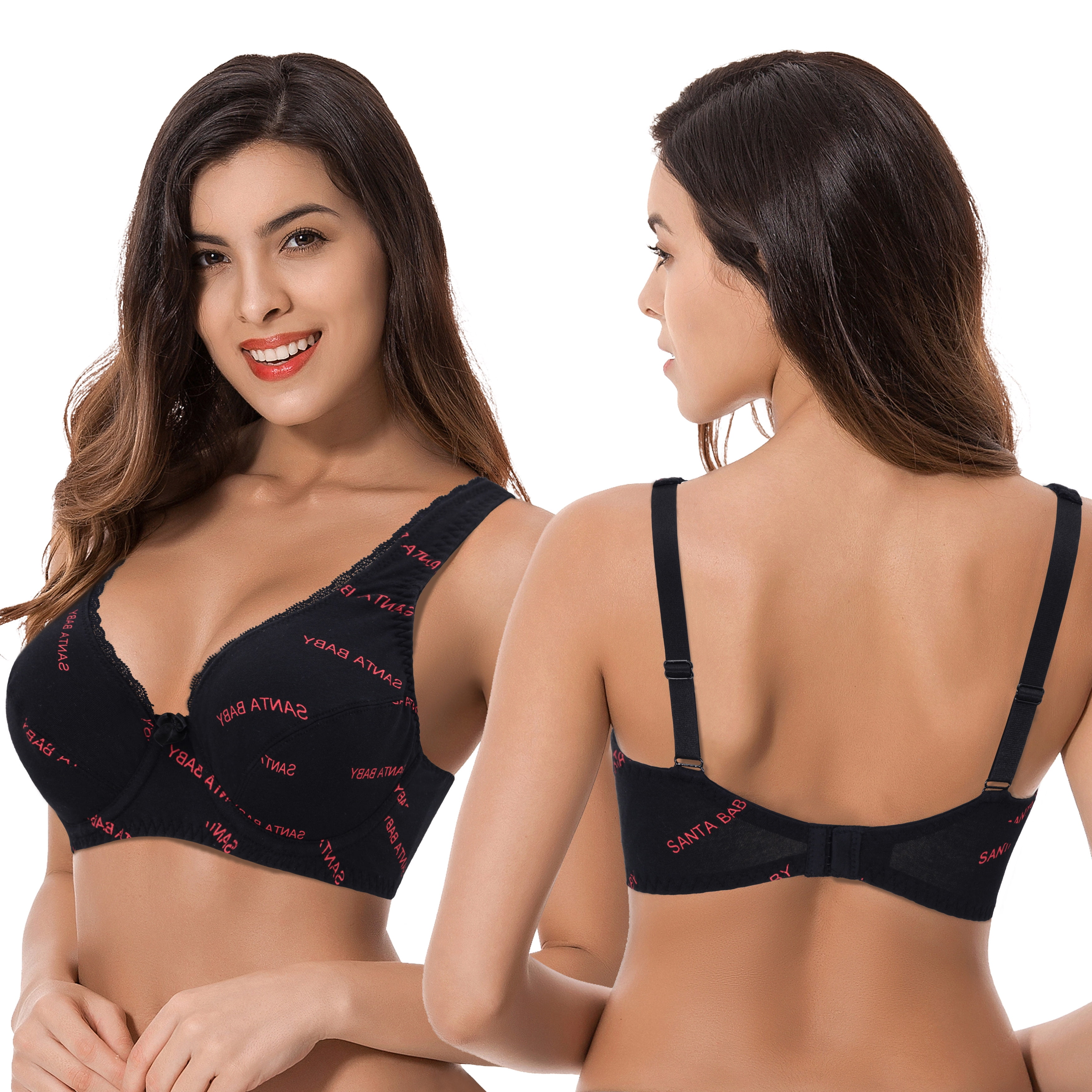 Women's Bra Full Coverage Jacquard Non Padded Lace Sheer Underwire Plus  Size Bra (Color : Vermilion, Size : 38D)