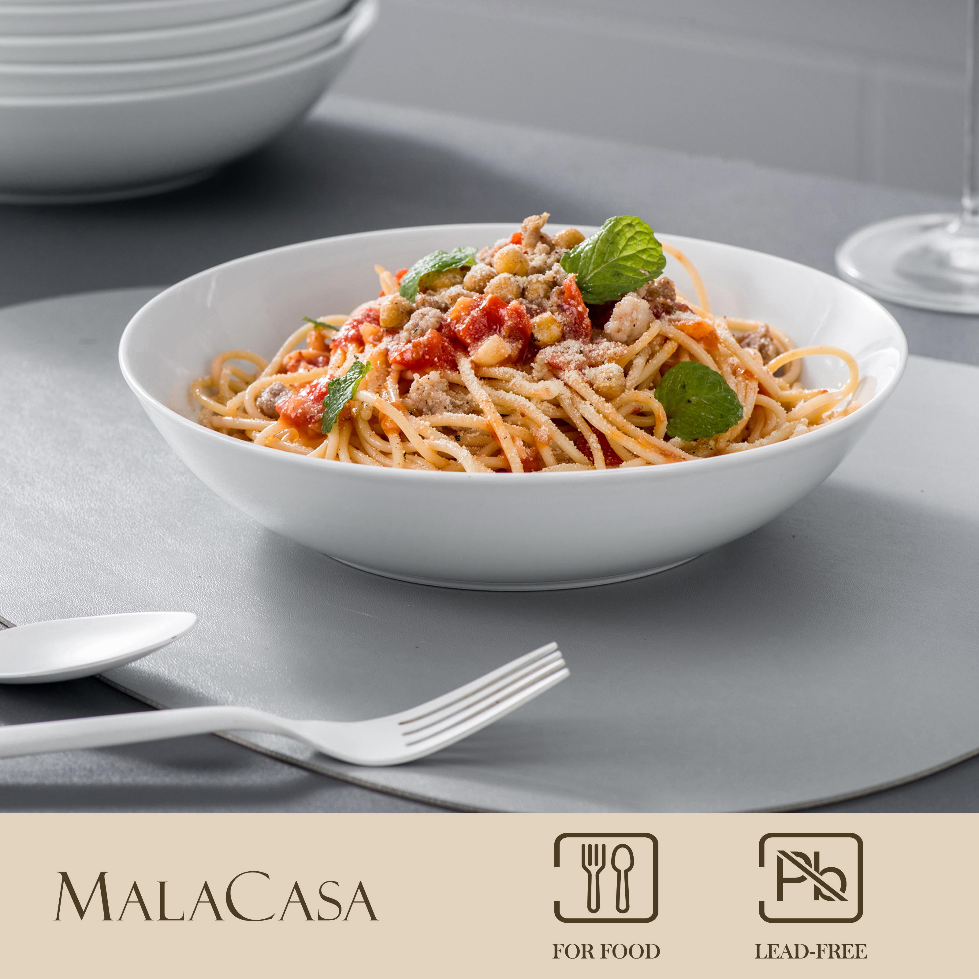 Vancasso 6-Piece White Porcelain Pasta and Salad Bowls photo 5