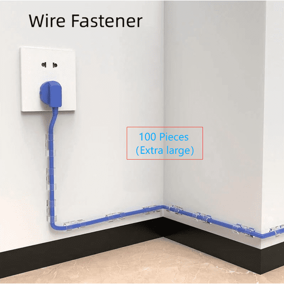 100 Pieces Clear Cable Clips Cord Organizer, Adhesive Wire Holder for Desk, Wall and Home Cable Management, Multi Size Cord Clips