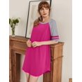 thumbnail image 2 of Ekouaer Cotton Nightgowns for Women Short Sleeve Sleep Shirts Crew Neck Night Shirts Soft Color Block Night Gown, 2 of 6