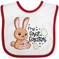 thumbnail image 3 of Inktastic My 1st Easter with Brown Bunny and Easter Eggs Boys or Girls Baby Bib, 3 of 4