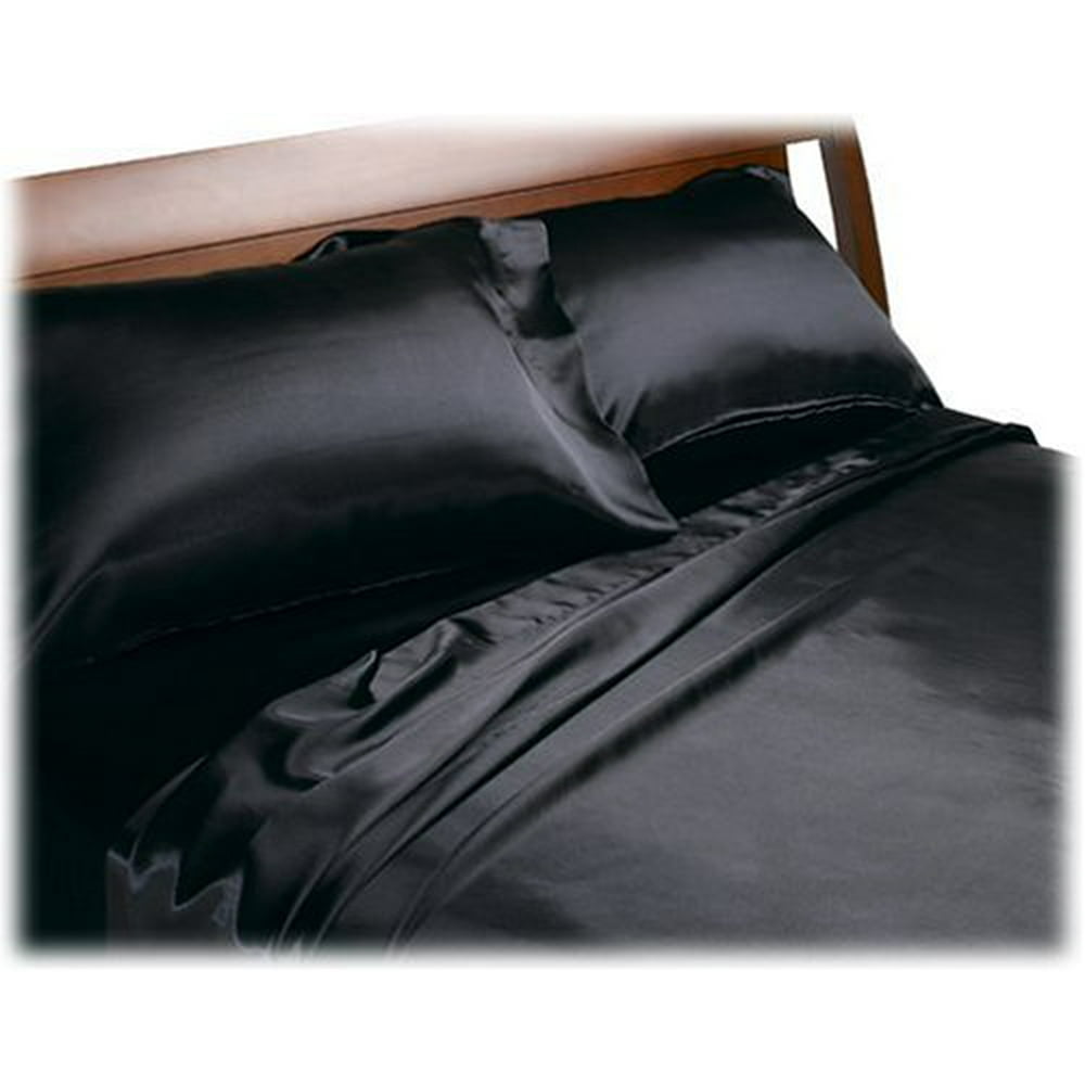 Royal Opulence Divatex Home Fashions Satin Queen Sheet Set, Black