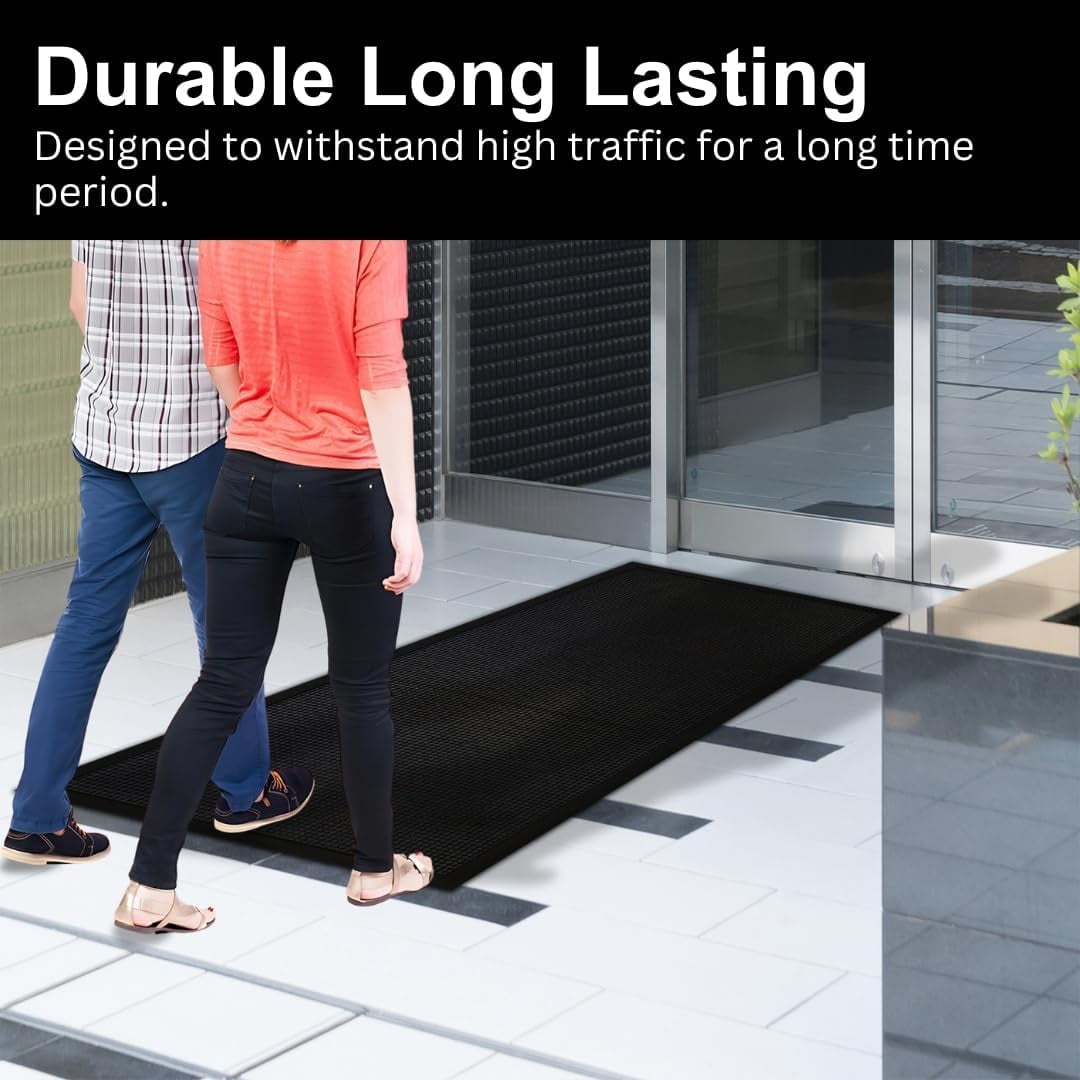A1HC Natural Rubber Fingertip Entrance Floor Mat, 32"x40", Black Scraper Stud Mat, Premium Non-Slip Door Mat for Home, Garage & Commercial Use