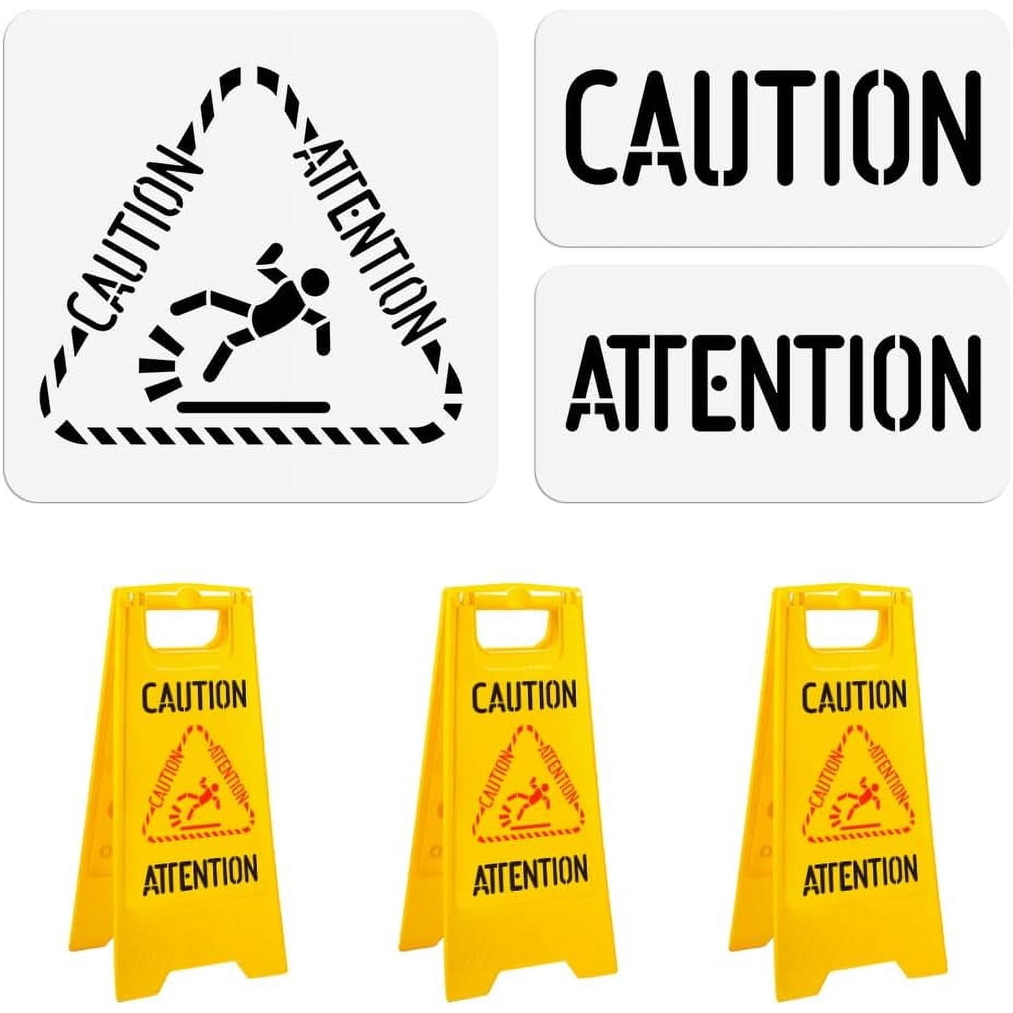 1 Set Caution Attention PET Out Drawing Painting Stencils Sets for DIY Scrapbook Photo Album Word 150~300x300mm 3pcs/set for Handmade