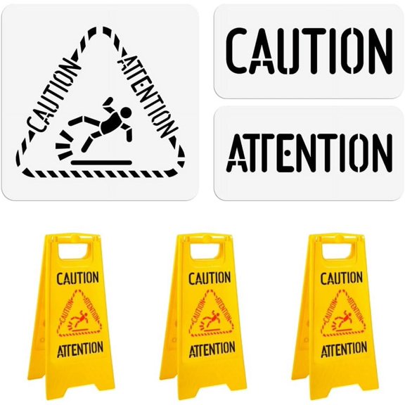 3Pcs Fall Warning Sign Painting Stencils Caution Attention Drawing Stencil Decorative Border Stencil Template 5.9~11.8x11.8inch
