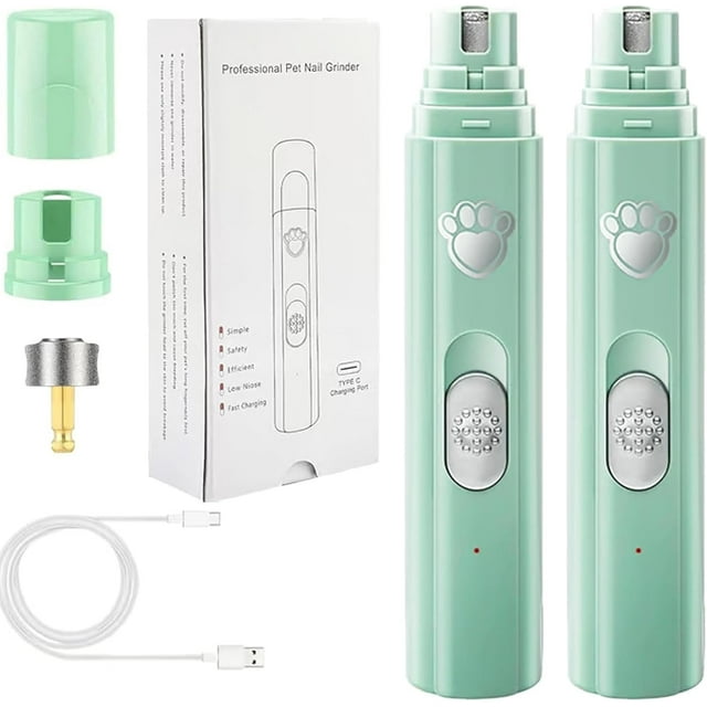 Concertchop Dog Nail Grinder, Concertchop Nail Trimmer, 3 Grinding Modes & 2 Levels, Ultra-Quiet Operation, Smart LED Pet Grinder, USB Charge with Replacement Grinding Heads (2A)