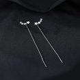 thumbnail image 3 of Pendientes de plata de ley 925 con circonita cúbica y cadena para mujeres y niñas, pendientes con borlas de estrella, enhebradores, 3 of 4