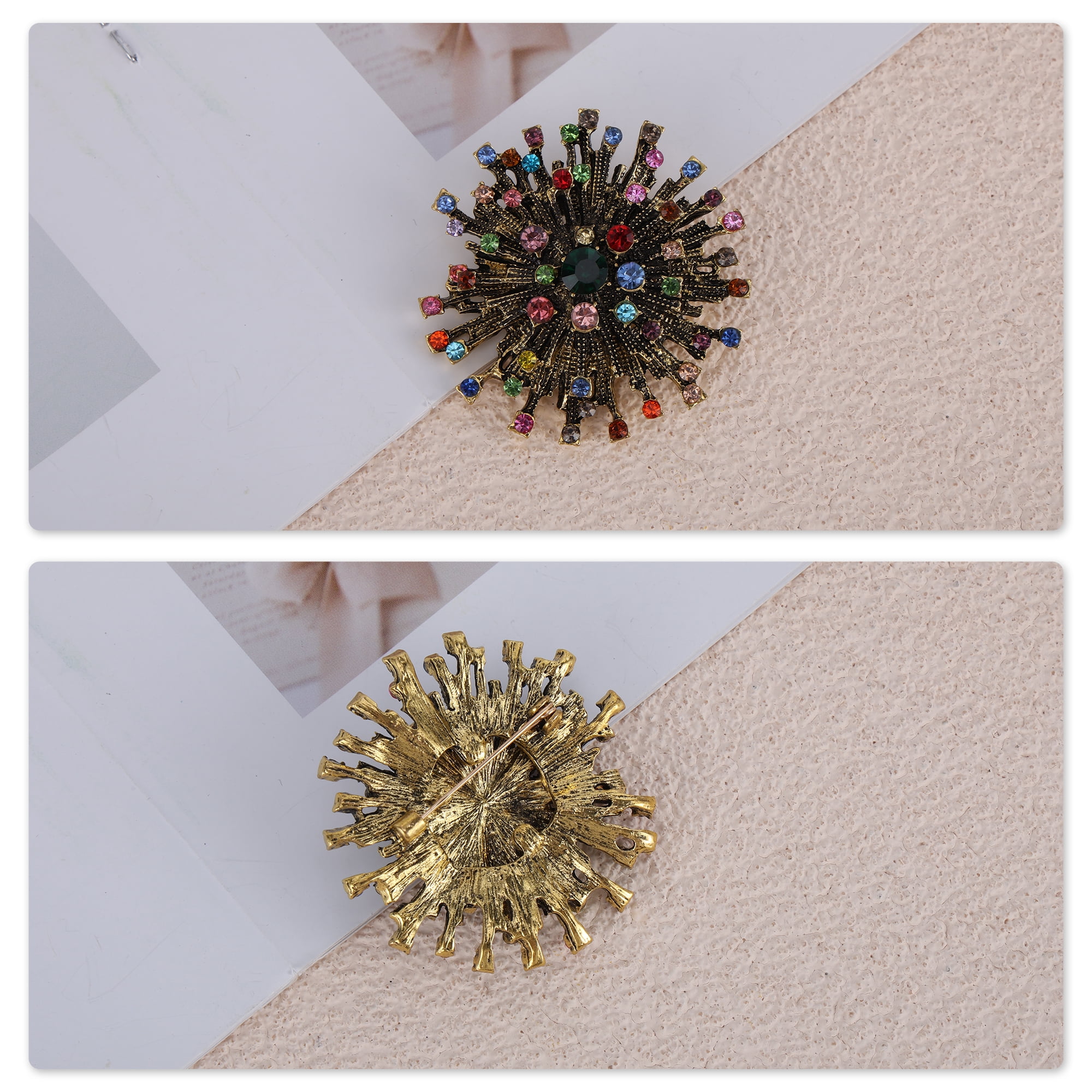 Unique Bargains Colorful Snowflake Rhinestone Brooch for Coats Jackets Dresses