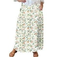 thumbnail image 2 of Viikei Tiered Maxi Skirt for Womens,Viikei Women's Printed Elastic Waistband Pleated Pocket Skirt With Mid Calf Skirt White L, 2 of 5