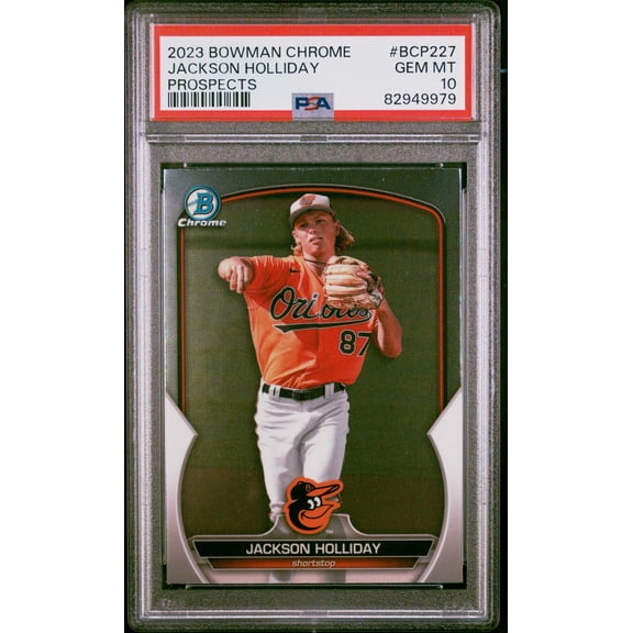 Graded 2023 Topps Bowman Chrome Jackson Holliday #BCP227 Prospects Rookie RC Baseball Card PSA 10 Gem Mint