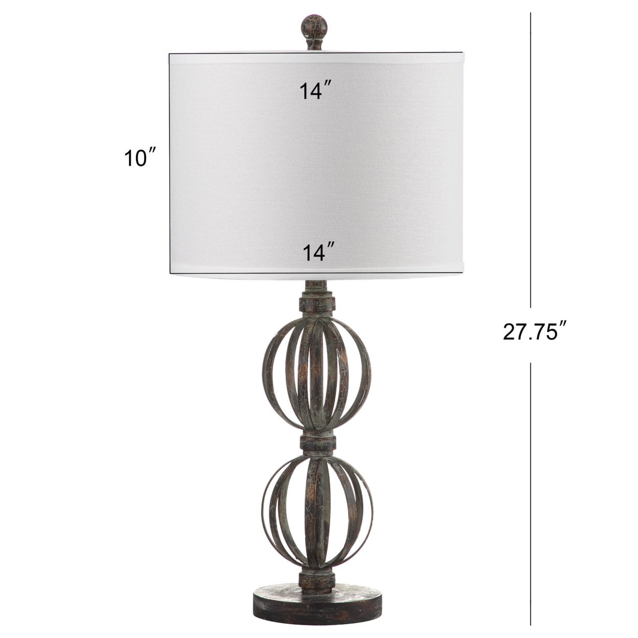 SAFAVIEH Calista 27.75 in. H Double Sphere Table Lamp, Oil Rubbed Bronze, Set of 2