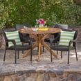 thumbnail image 2 of GDF Studio Pia Outdoor Wicker and Acacia Wood 5 Piece Dining Set, Gray, 2 of 13