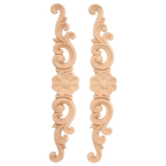 HIAKDOFT 2Pcs Wood Carving Appliques for Furniture Khaki 16.00X3.00X0.80CM
