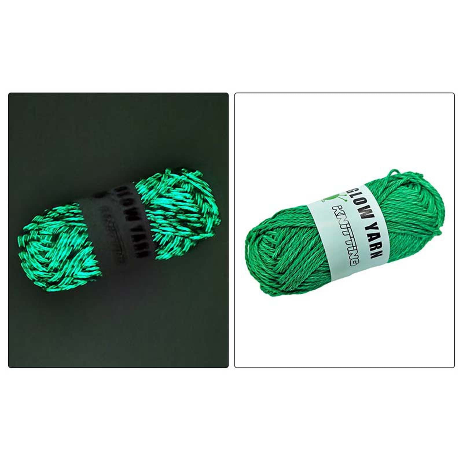 Weloille 2 Rolls Luminous Yarn Polyester Hand Knitted Glow in The Dark Yarn, Luminous Yarn for Hand Knitting Art DIY Craft 50 Meter