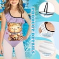 thumbnail image 6 of Uorisanigo Girls Swimsuits Kids Funny Cat One Piece Ruffle Shoulder Bathing Suit Swimwear Quick Dry Beach Pool Swimwear, Size 3-4, 6 of 7