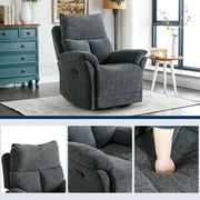 Bonzy Home Swivel Rocker Recliner Chairs for Living Room Overstuffed Breathable Manual Reclining Chair Modern Sofa Smoky Grey