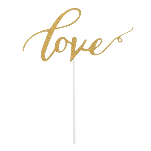 Raindrops 10pcs LOVE Cake Topper Glitter Paper Cake Picks Cake Decoration for Wedding Engagement Valentine's Day Anniversary (Random Color)