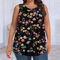 thumbnail image 3 of cocolona Plus Size Tank Tops for Women Summer Crew Neck Sleeveless Pleated Shirts Fashion Casual Cute Print Blouses, 3 of 7