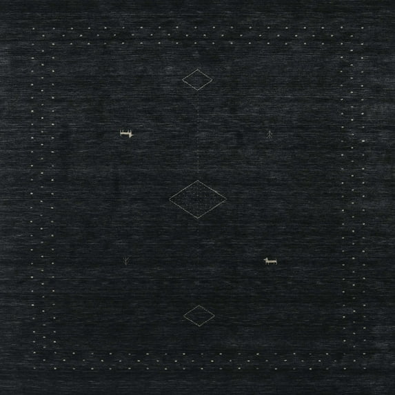 Ahgly Company Machine Washable Indoor Square Contemporary Gunmetal Green Area Rugs, 4' Square