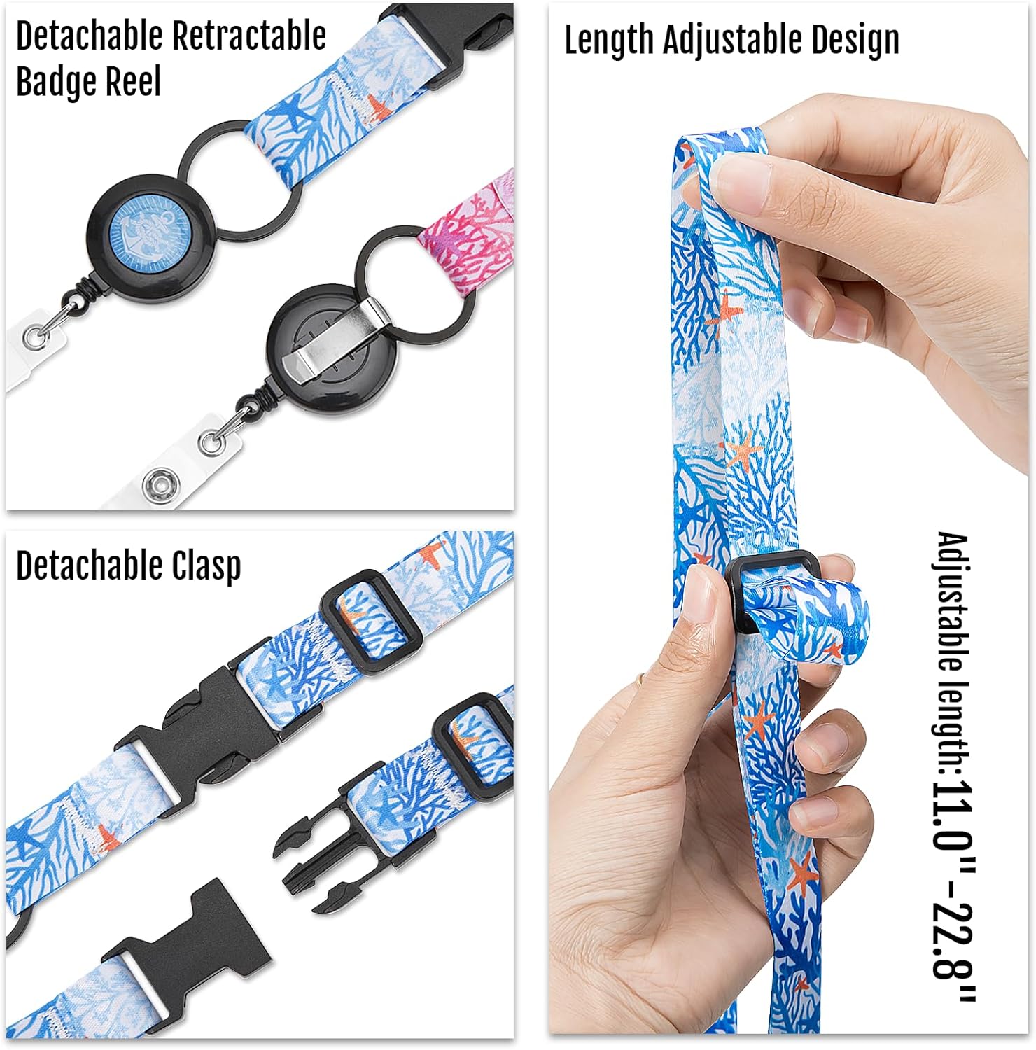 TrendMallOasis  Cruise Lanyards, Adjustable Lanyard with Retractable Reel, Waterproof ID Badge Holder for All Cruises Ships Key Cards, 2pack