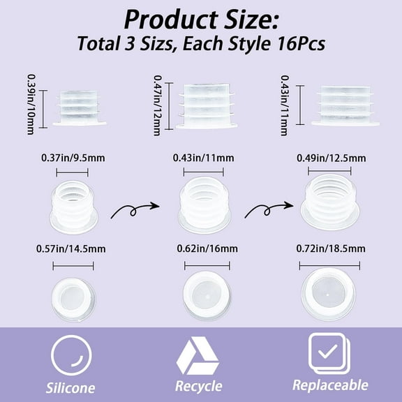 1bag 48pcs 3 style Plastic Bottle Stoppers for Wine Bottle Column White 14.5~18.5x10~12mm Inner Diameter: 9.5~11mm 16pcs/style