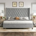 thumbnail image 5 of Merluxy Queen Bed Frame 61.4" Tall Headborad and Deep Button Tufted,No Box Spring Needed,Velvet Upholstered,Gray, 5 of 9