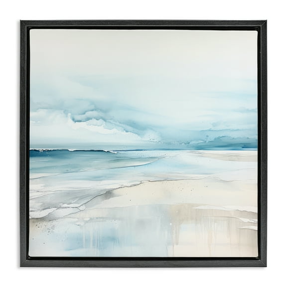 Stupell Industries Abstract Modern Shoreline Abstract Painting Black Floater Framed Canvas Art Print Wall Art, 18 x 18