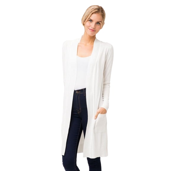 Cardigan ligero tejido con bolsas color Ivory AMAD Casual para mujer Talla M