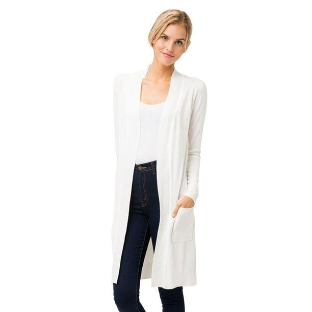 Cardigan ligero tejido con bolsas color Ivory AMAD Casual para mujer Talla S