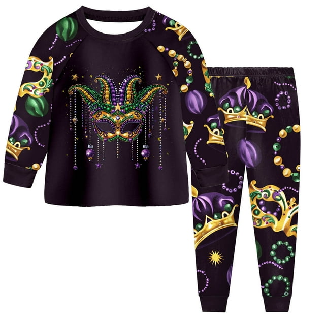 2 Piece Pyjamas Set For Boys And Girls T Shirt And Pants Outfit For Kids Carnival Party