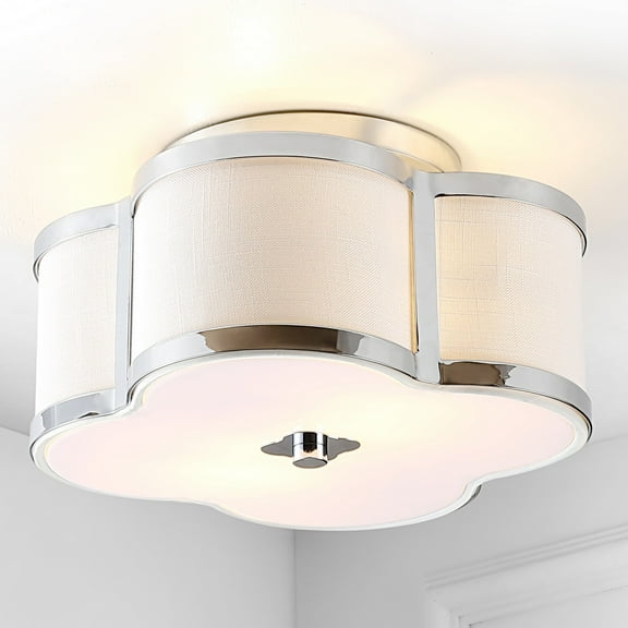 JONATHAN Y Quatrefoil 13" Scalloped Shade Metal Classic Glam LED Flush Mount, Chrome
