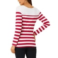 thumbnail image 3 of INSPIRE CHIC Blouse pour Femme à Rayures à Blocs de Couleur à Manches Longues T-Shirt Décontracté TG à Rayures Rouges, 3 of 6