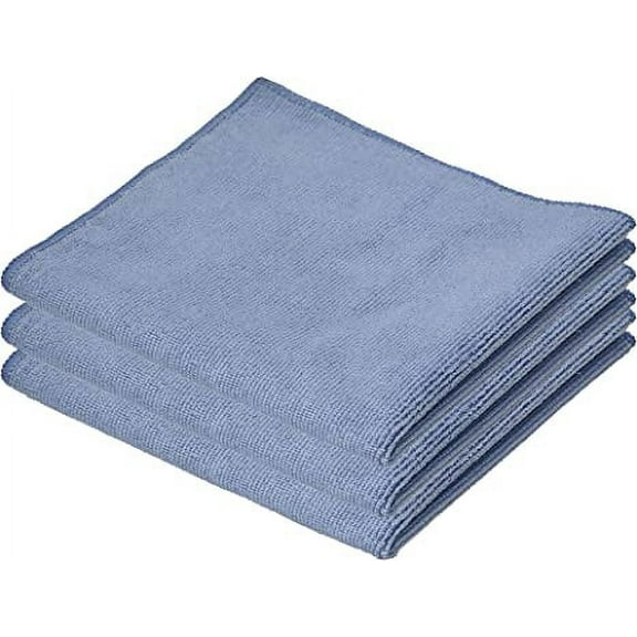 Microfiber Cleaning Cloth 16"x16" Washable Rags for Car, Kitchen, Bath-Blue 3 Pack