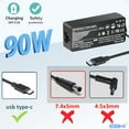 thumbnail image 4 of 90W USB C Type-C Charger for Lenovo Thinkpad Carbon x1 5th 6th Gen, GX20M33579 4X20M26268 IdeaPad 13" 720 P580 P500 Y400 Y500 Yoga 370 910 920 X280 X390 X395 Laptop Power AC Adapter, 4 of 8