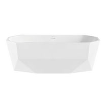 Brusque 67" Diamond Shaped Soaking Freestanding Bathtub in Glossy White, Drain Included